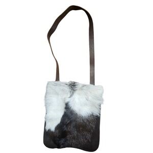 Owen Barry Womens Cowhide Crossbody Purse‎ Bag Fur Tricolour Boho Chic Statement